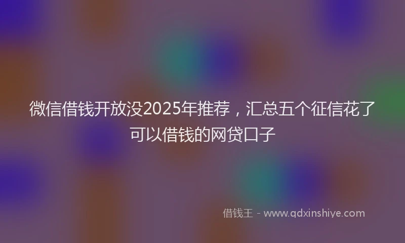 微信借钱开放没2025年推荐，汇总五个征信花了可以借钱的网贷口子