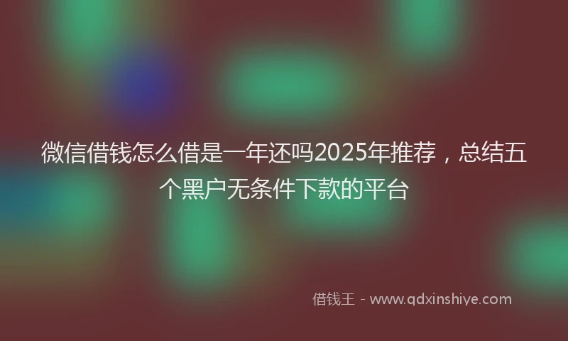 微信借钱怎么借是一年还吗2025年推荐，总结五个黑户无条件下款的平台