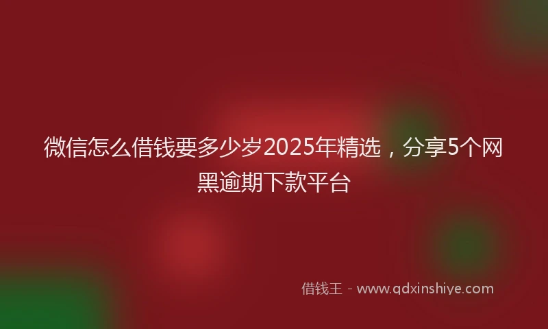 微信怎么借钱要多少岁2025年精选，分享5个网黑逾期下款平台