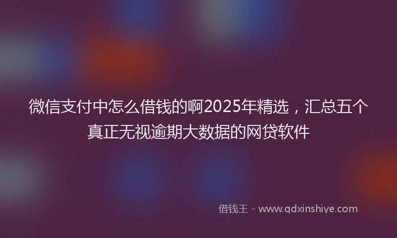 微信支付中怎么借钱的啊2025年精选，汇总五个真正无视逾期大数据的网贷软件