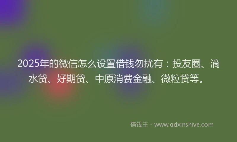 2025年的微信怎么设置借钱勿扰有：投友圈、滴水贷、好期贷、中原消费金融、微粒贷等。