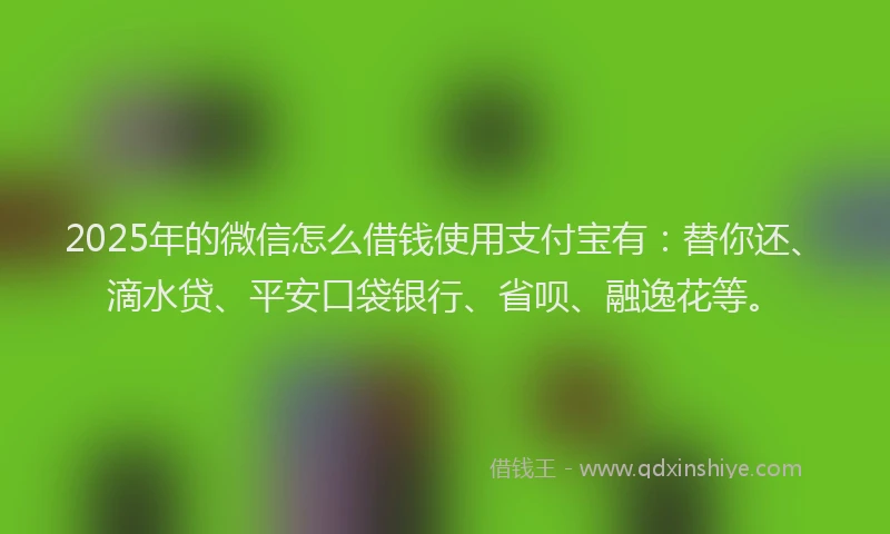2025年的微信怎么借钱使用支付宝有：替你还、滴水贷、平安口袋银行、省呗、融逸花等。