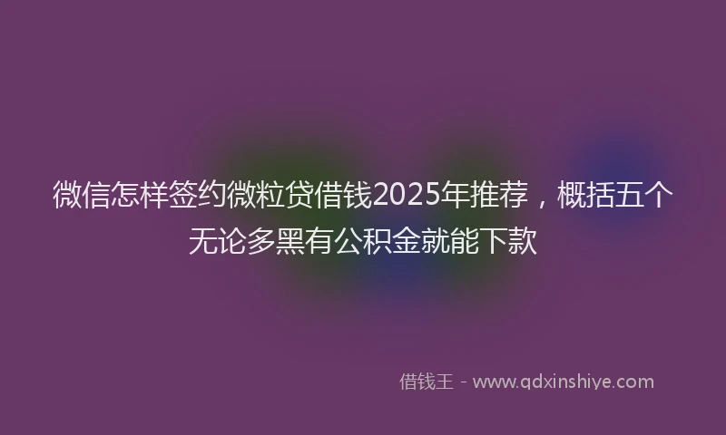 微信怎样签约微粒贷借钱2025年推荐，概括五个无论多黑有公积金就能下款