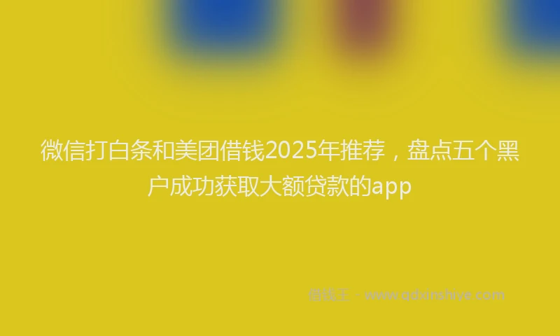 微信打白条和美团借钱2025年推荐，盘点五个黑户成功获取大额贷款的app