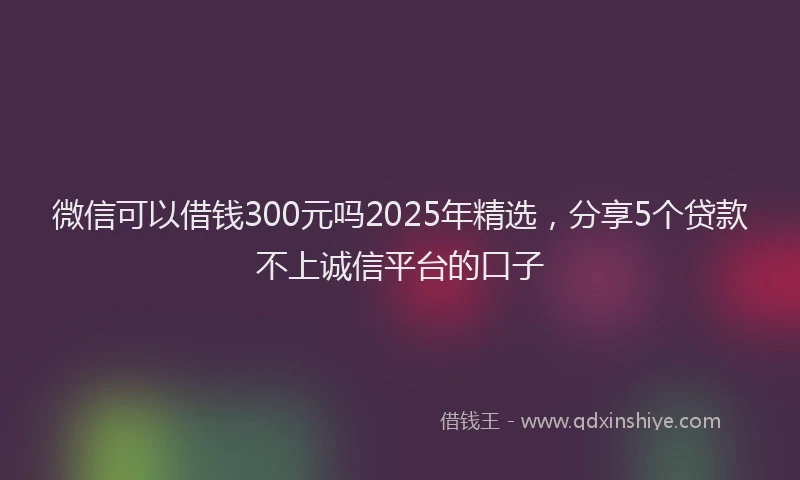 微信可以借钱300元吗2025年精选，分享5个贷款不上诚信平台的口子