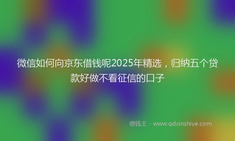 微信如何向京东借钱呢2025年精选，归纳五个贷款好做不看征信的口子