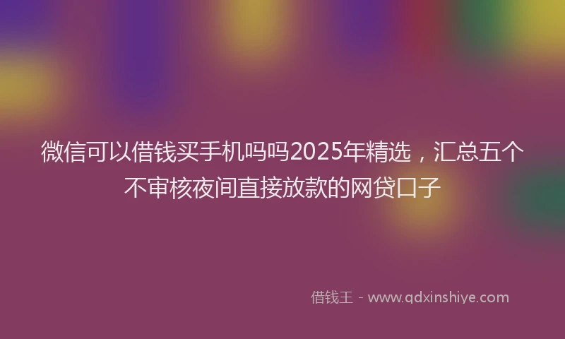 微信可以借钱买手机吗吗2025年精选，汇总五个不审核夜间直接放款的网贷口子
