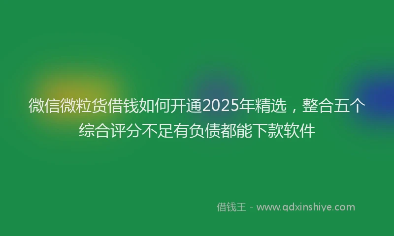 微信微粒货借钱如何开通2025年精选，整合五个综合评分不足有负债都能下款软件