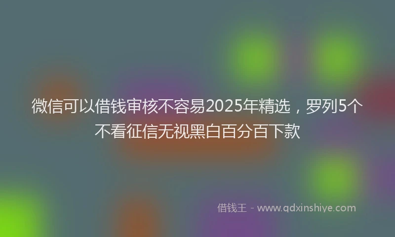 微信可以借钱审核不容易2025年精选，罗列5个不看征信无视黑白百分百下款