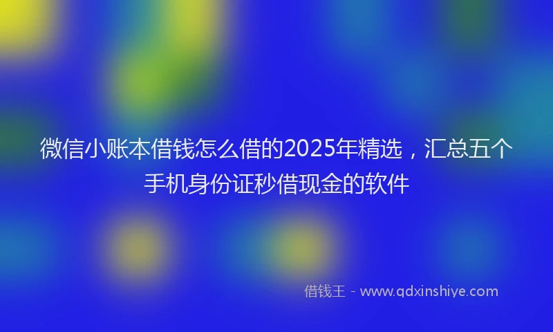 微信小账本借钱怎么借的2025年精选，汇总五个手机身份证秒借现金的软件
