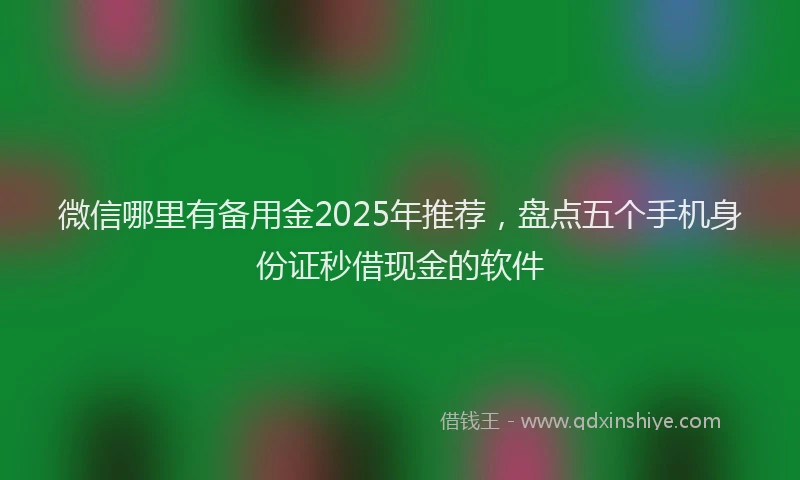 微信哪里有备用金2025年推荐，盘点五个手机身份证秒借现金的软件