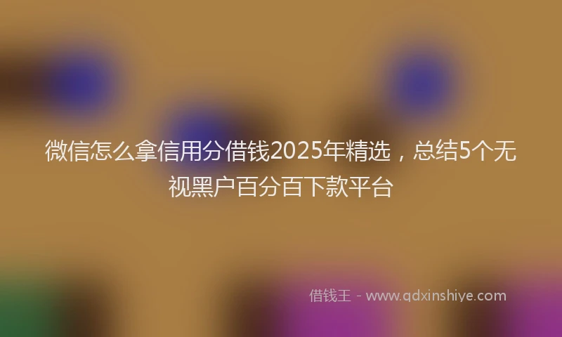 微信怎么拿信用分借钱2025年精选，总结5个无视黑户百分百下款平台