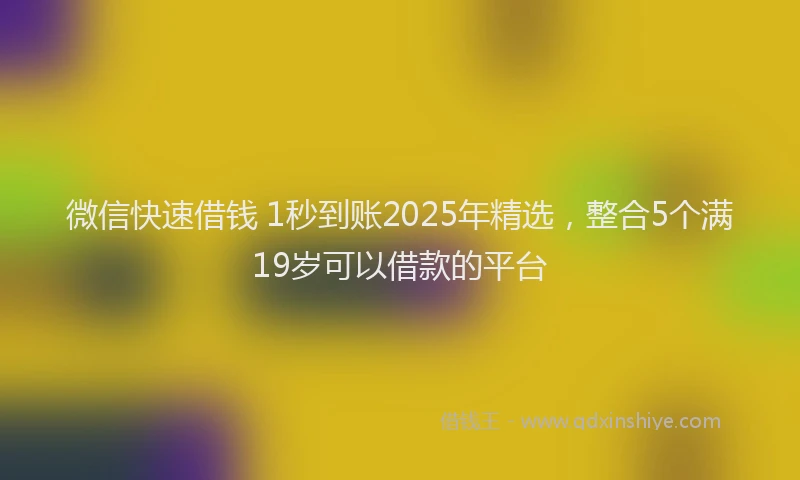 微信快速借钱 1秒到账2025年精选，整合5个满19岁可以借款的平台