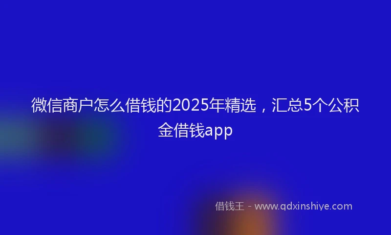 微信商户怎么借钱的2025年精选，汇总5个公积金借钱app
