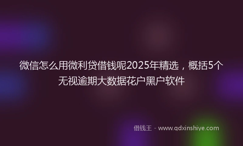 微信怎么用微利贷借钱呢2025年精选，概括5个无视逾期大数据花户黑户软件