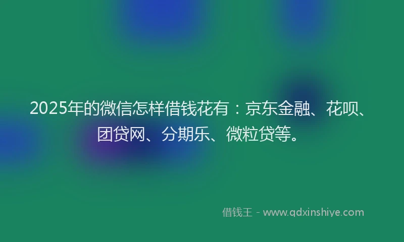 2025年的微信怎样借钱花有：京东金融、花呗、团贷网、分期乐、微粒贷等。