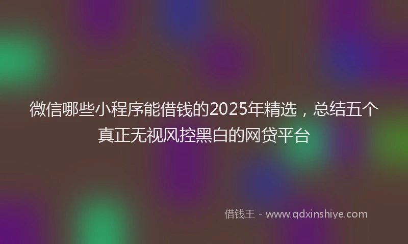 微信哪些小程序能借钱的2025年精选，总结五个真正无视风控黑白的网贷平台