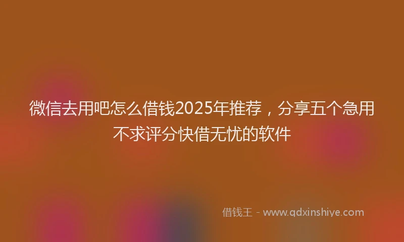 微信去用吧怎么借钱2025年推荐，分享五个急用不求评分快借无忧的软件