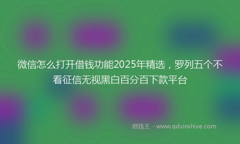 微信怎么打开借钱功能2025年精选，罗列五个不看征信无视黑白百分百下款平台
