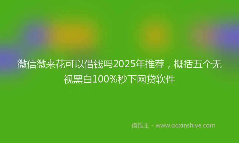 微信微来花可以借钱吗2025年推荐，概括五个无视黑白100%秒下网贷软件