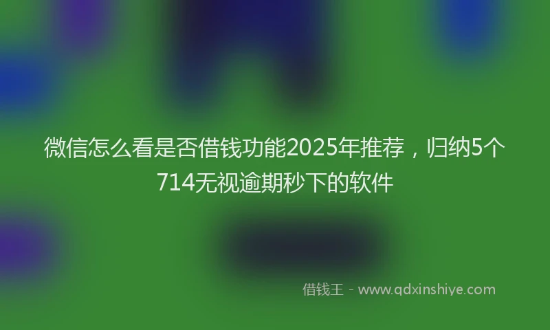 微信怎么看是否借钱功能2025年推荐，归纳5个714无视逾期秒下的软件