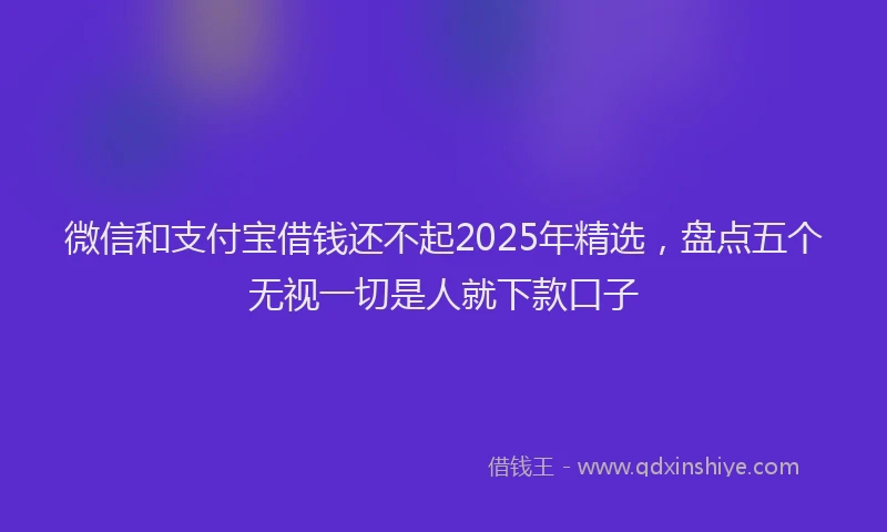 微信和支付宝借钱还不起2025年精选，盘点五个无视一切是人就下款口子