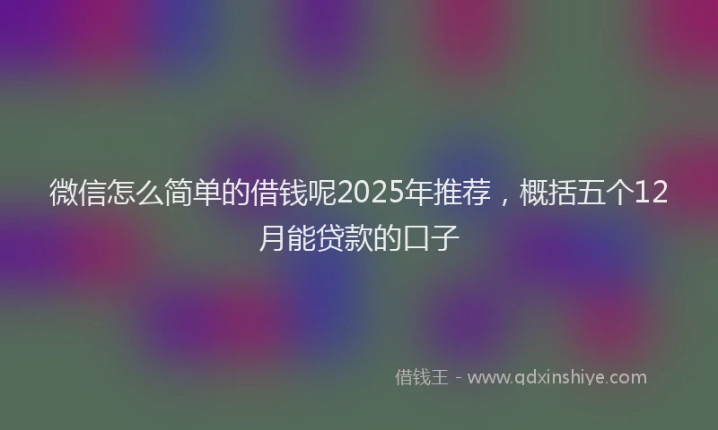 微信怎么简单的借钱呢2025年推荐，概括五个12月能贷款的口子