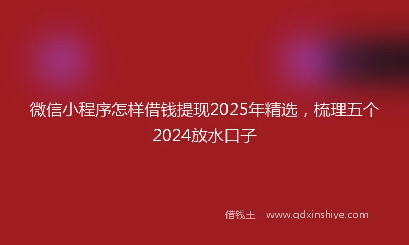 微信小程序怎样借钱提现2025年精选，梳理五个2024放水口子