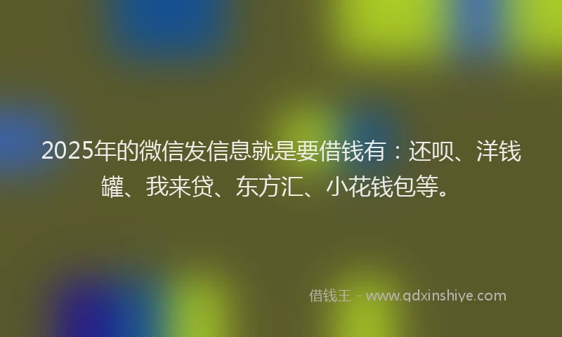 2025年的微信发信息就是要借钱有：还呗、洋钱罐、我来贷、东方汇、小花钱包等。