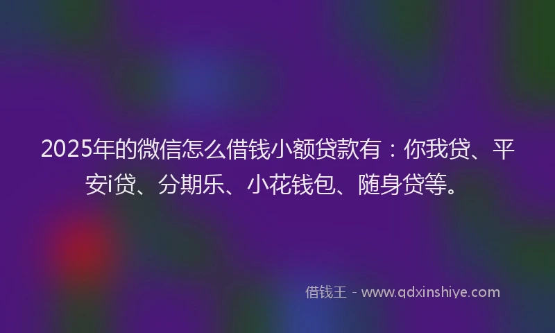 2025年的微信怎么借钱小额贷款有：你我贷、平安i贷、分期乐、小花钱包、随身贷等。