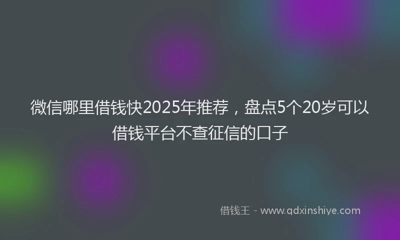微信哪里借钱快2025年推荐，盘点5个20岁可以借钱平台不查征信的口子