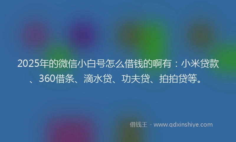 2025年的微信小白号怎么借钱的啊有：小米贷款、360借条、滴水贷、功夫贷、拍拍贷等。