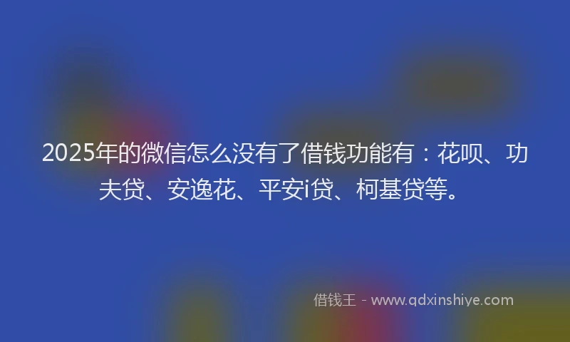2025年的微信怎么没有了借钱功能有：花呗、功夫贷、安逸花、平安i贷、柯基贷等。