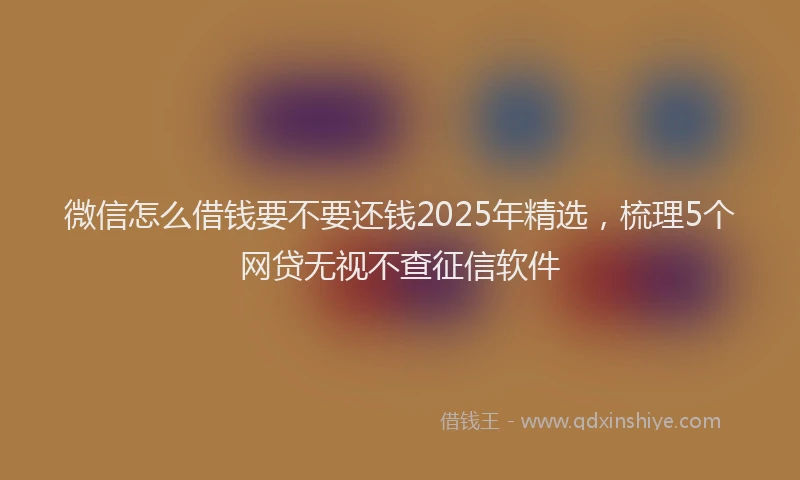 微信怎么借钱要不要还钱2025年精选，梳理5个网贷无视不查征信软件