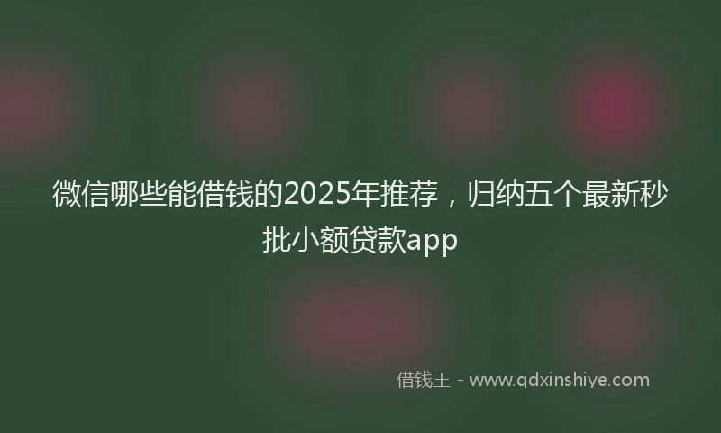 微信哪些能借钱的2025年推荐，归纳五个最新秒批小额贷款app