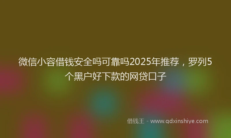 微信小容借钱安全吗可靠吗2025年推荐，罗列5个黑户好下款的网贷口子