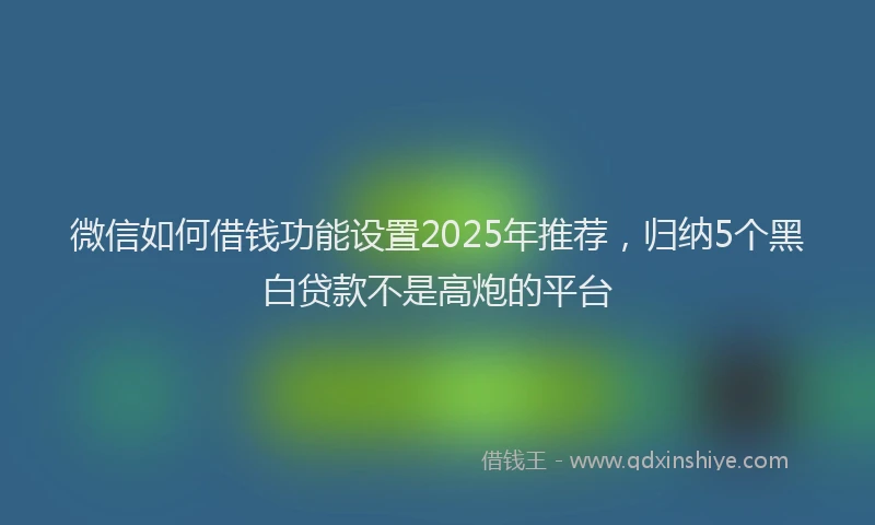微信如何借钱功能设置2025年推荐，归纳5个黑白贷款不是高炮的平台