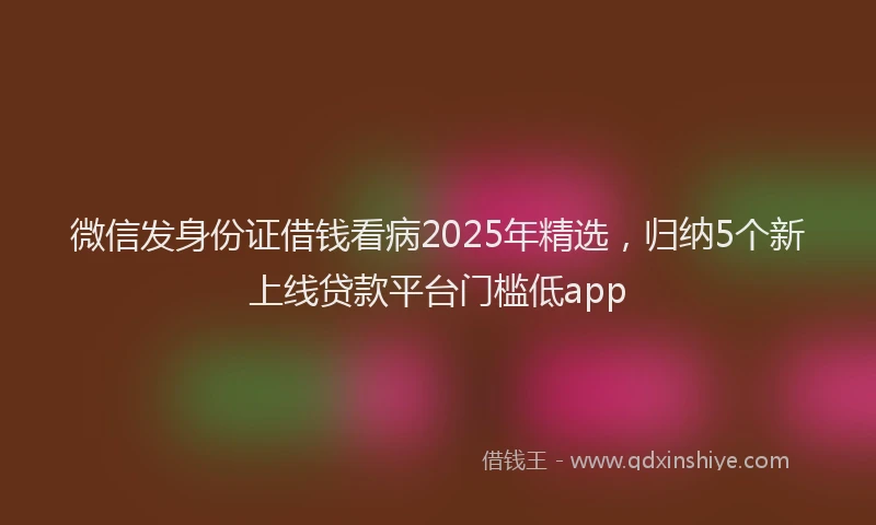 微信发身份证借钱看病2025年精选，归纳5个新上线贷款平台门槛低app