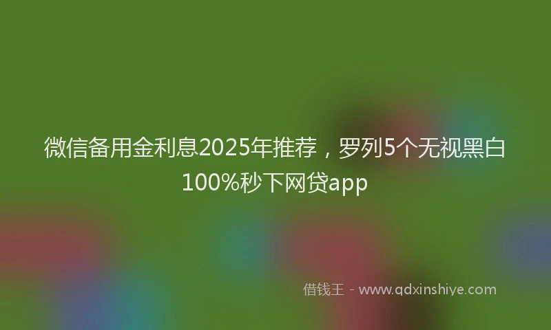 微信备用金利息2025年推荐，罗列5个无视黑白100%秒下网贷app