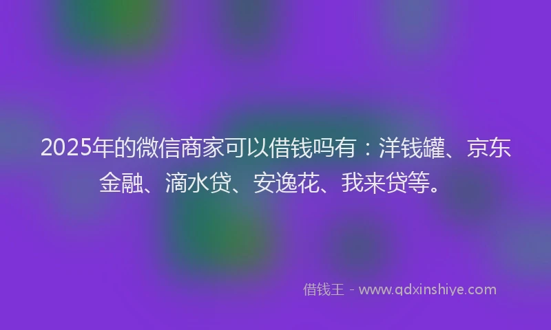 2025年的微信商家可以借钱吗有：洋钱罐、京东金融、滴水贷、安逸花、我来贷等。