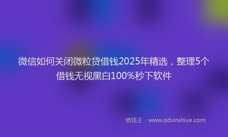 微信如何关闭微粒贷借钱2025年精选，整理5个借钱无视黑白100%秒下软件
