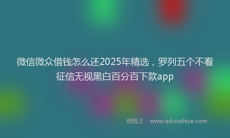 微信微众借钱怎么还2025年精选，罗列五个不看征信无视黑白百分百下款app
