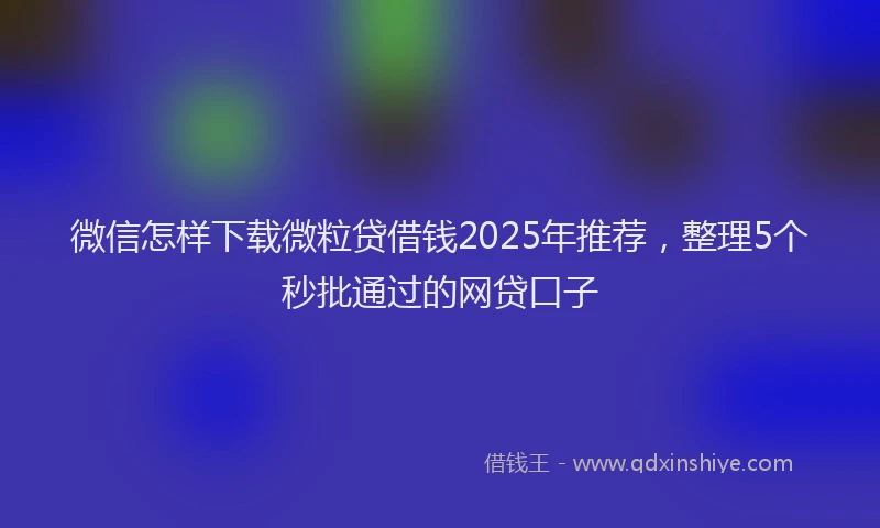 微信怎样下载微粒贷借钱2025年推荐，整理5个秒批通过的网贷口子