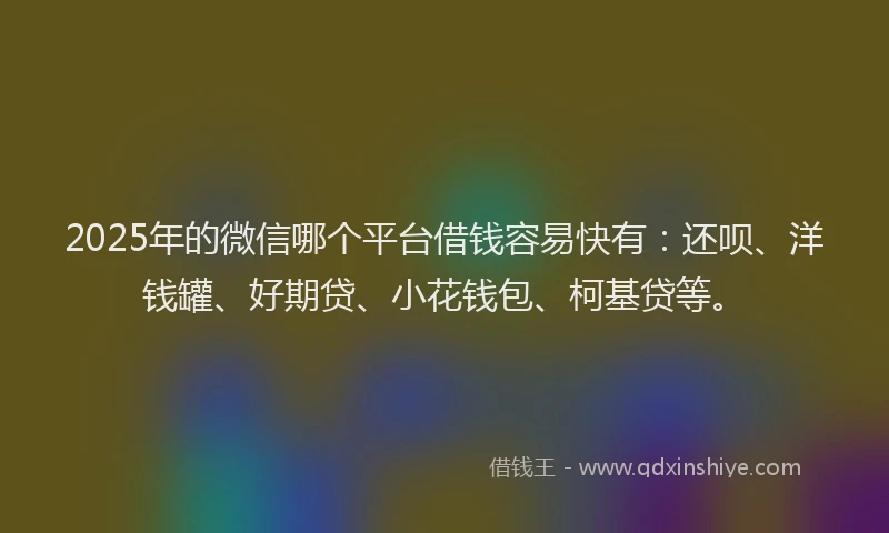 2025年的微信哪个平台借钱容易快有：还呗、洋钱罐、好期贷、小花钱包、柯基贷等。