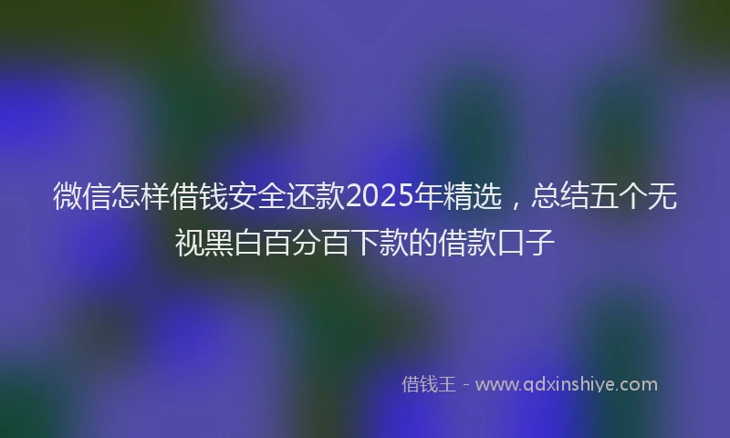 微信怎样借钱安全还款2025年精选，总结五个无视黑白百分百下款的借款口子
