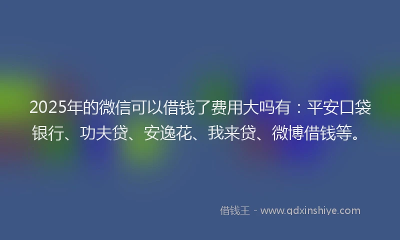 2025年的微信可以借钱了费用大吗有：平安口袋银行、功夫贷、安逸花、我来贷、微博借钱等。