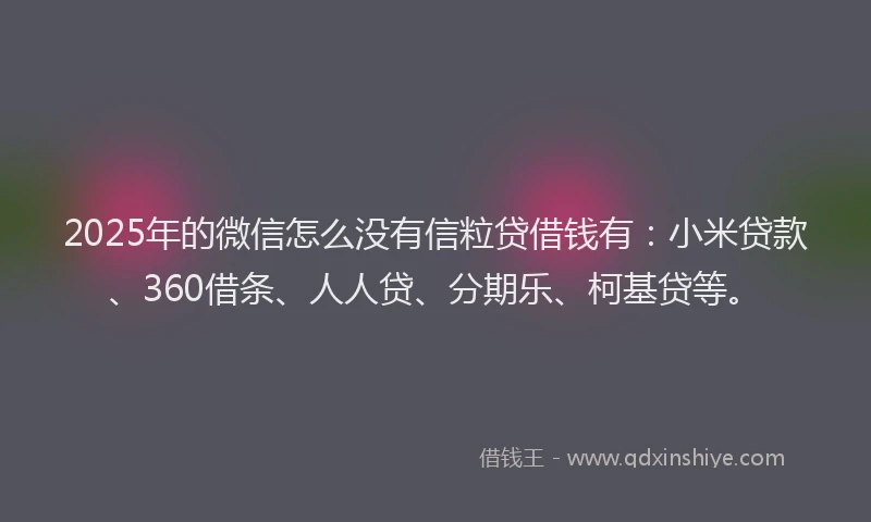 2025年的微信怎么没有信粒贷借钱有：小米贷款、360借条、人人贷、分期乐、柯基贷等。