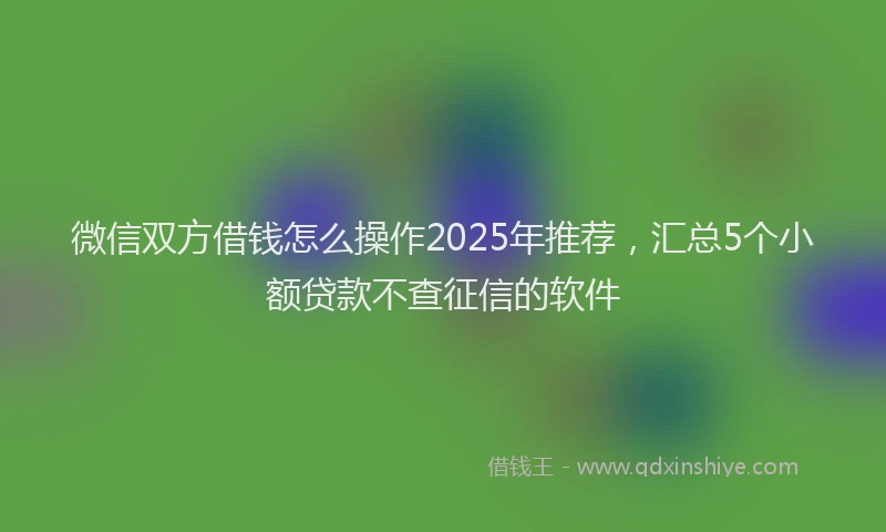 微信双方借钱怎么操作2025年推荐，汇总5个小额贷款不查征信的软件