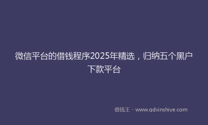 微信平台的借钱程序2025年精选，归纳五个黑户下款平台
