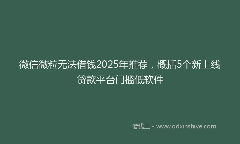 微信微粒无法借钱2025年推荐，概括5个新上线贷款平台门槛低软件